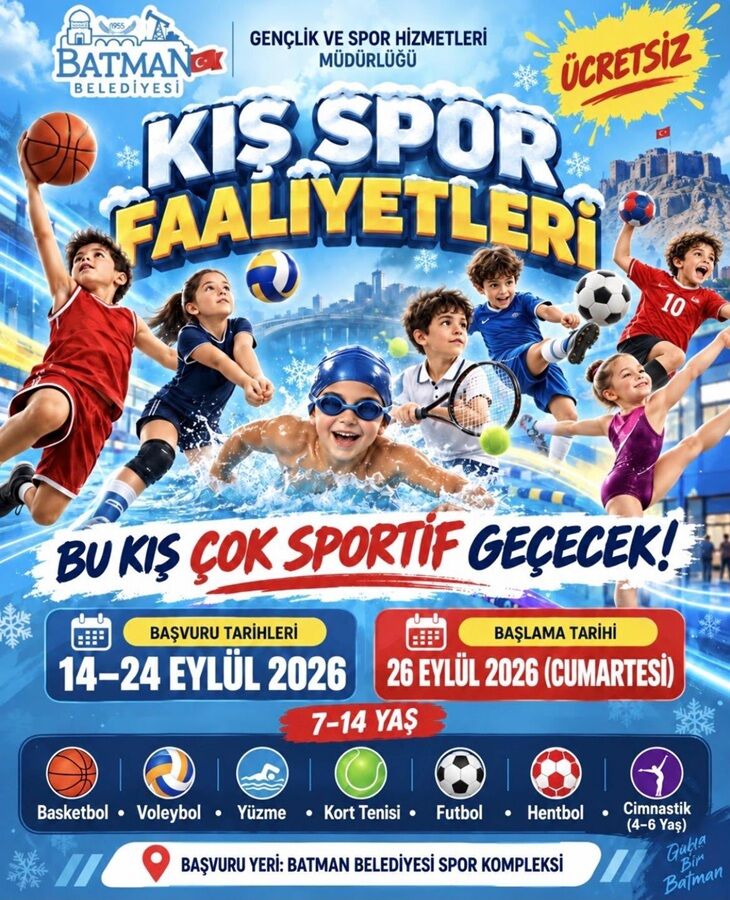 Batman’da Ücretsiz Kış Spor Okulları Başlıyor Başvurular 14 Eylül’de 1
