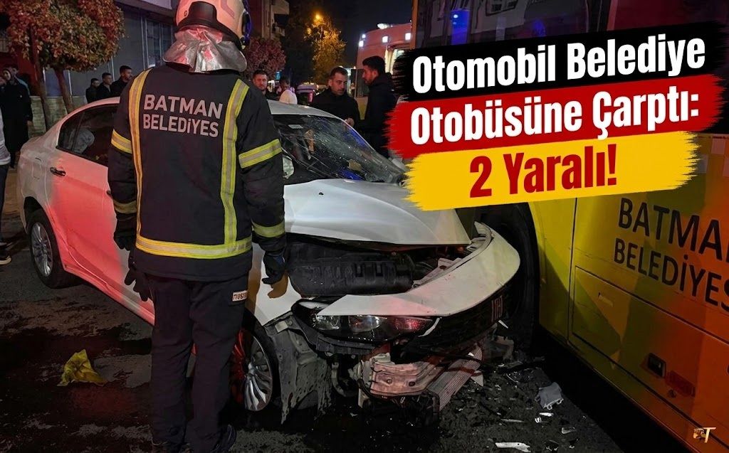 Otomobil Belediye Otobüsüne Çarptı: 2 Yaralı!