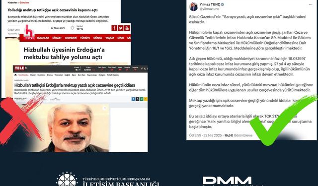 DMM'den, müebbet mahkumun Cumhurbaşkanı Erdoğan'a mektup yazdığı iddialarına açıklama