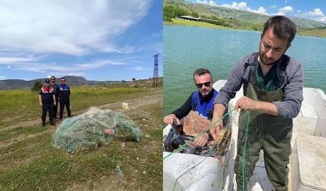 Batman Baraj Gölü'nde kaçak balıkçıların hayalet ağları imha edildi