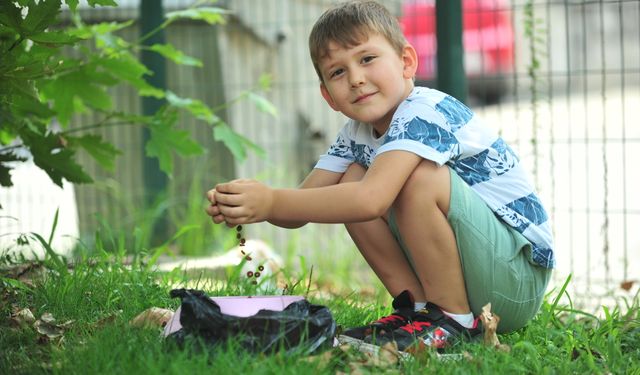 6 yaşındaki Dorukhan, her gün takipçisi kadar sokak hayvanı besliyor