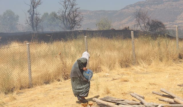 82 yaşındaki Hümeyra Teyze alevlere karşı su bidonlarıyla mücadele etti
