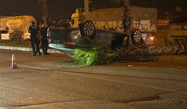 Mardin’de kontrolden çıkan otomobil takla attı: 1 yaralı