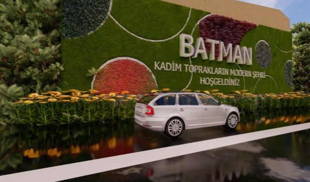Şehir girişine Işıklı “Batman” Yazısı ve Peyzaj düzenlemesi