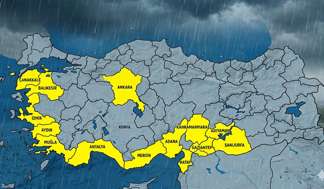 16 İl İçin Sarı Kod Uyarısı! Meteoroloji'den Kuvvetli Yağış ve Fırtına Alarmı