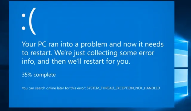 Your device ran into a problem and needs to restart hatası