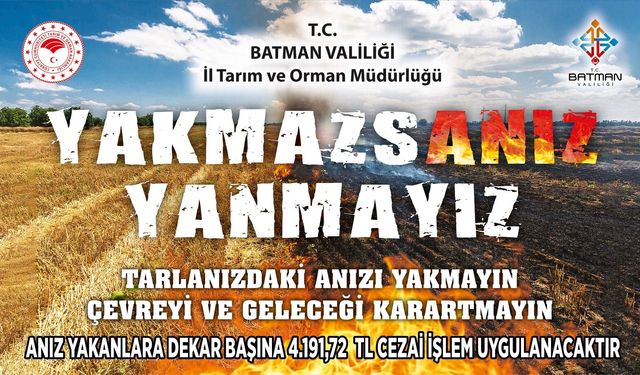 Belediyesi'nden Hayati Uyarı: "Anız Yakma, Geleceğini Yakma"
