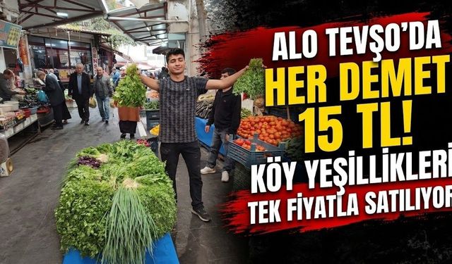 Alo Tevşo’da her demet 15 TL! Köy yeşillikleri tek fiyatla satılıyor