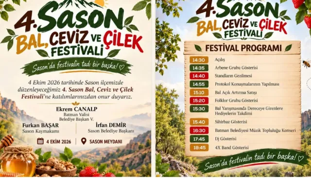 Sason’da Festival Günü! Bal, Ceviz ve Çilek İçin Geri Sayım Sona Erdi