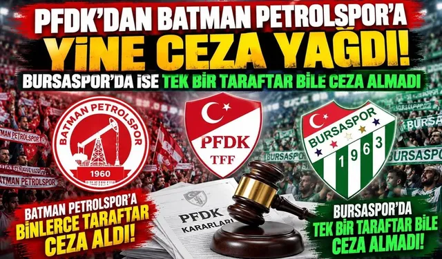 PFDK’DAN ÇİFTE STANDART TARTIŞMASI: PETROLSPOR’A CEZA YAĞDI, BURSASPOR’DA TARAFTAR PAS GEÇİLDİ!