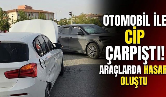 Otomobil ile cip çarpıştı! Araçlarda hasar oluştu