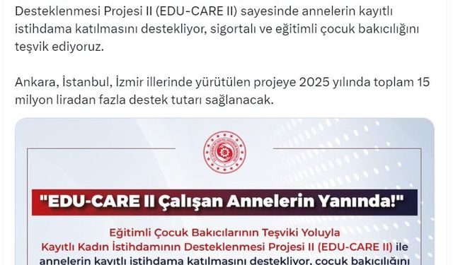 Bakan Işıkhan: Çalışan annelere 15 milyon liradan fazla destek sağlanacak