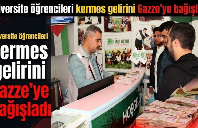 Üniversite öğrencileri kermes gelirini Gazze'ye bağışladı