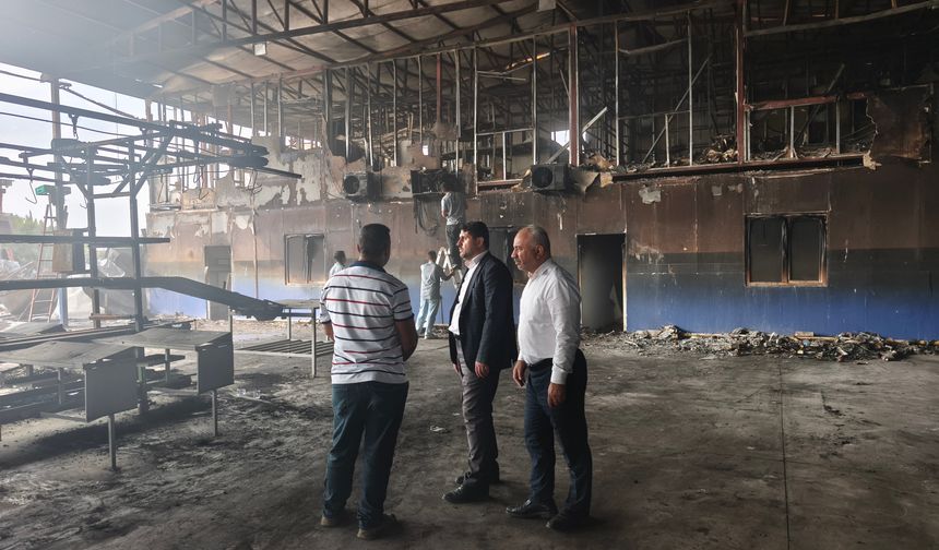 HÜDA PAR'dan yanan fabrikaya geçmiş olsun ziyareti