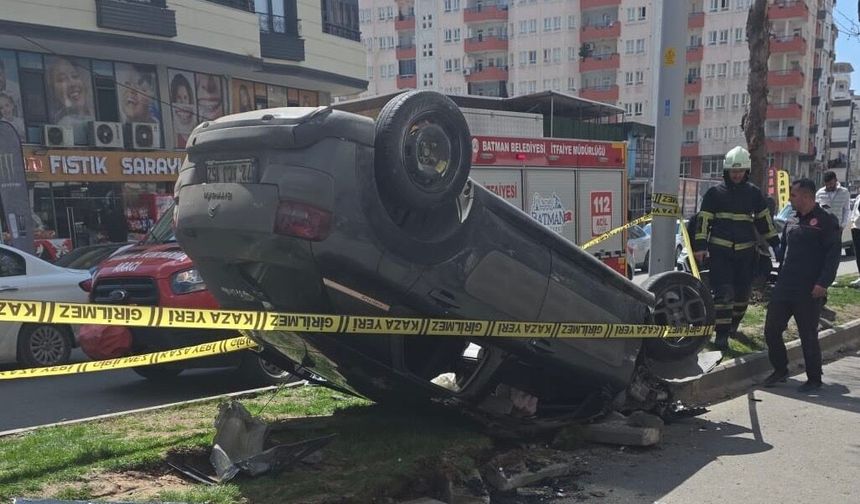 Batman’da Kontrolden Çıkan Araç Takla Attı