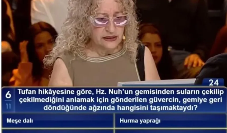 TUFAN HİKÂYESİNE GÖRE, HZ. NUH'UN GEMİSİNDEN SULARIN ÇEKİLİP ÇEKİLMEDİĞİNİ ANLAMAK İÇİN GÖNDERİLEN GÜVERCİN, GEMİYE GERİ DÖNDÜĞÜNDE AĞZINDA HANGİSİNİ TAŞIMAKTAYDI?