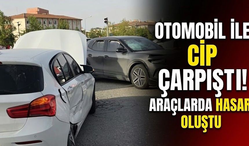 Otomobil ile cip çarpıştı! Araçlarda hasar oluştu