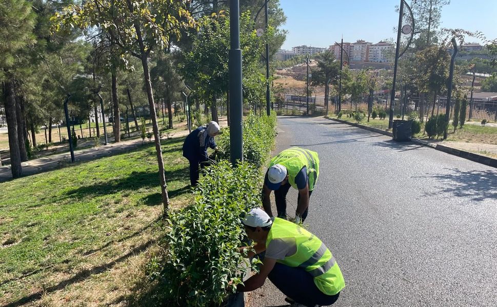 Parklarda eş zamanlı temizlik ve bakım çalışması