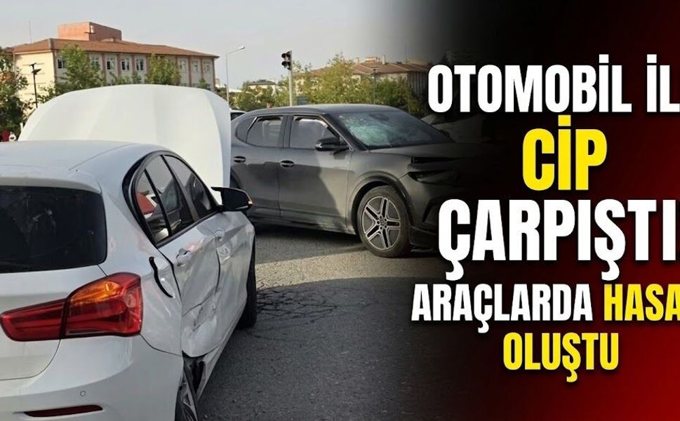 Otomobil ile cip çarpıştı! Araçlarda hasar oluştu